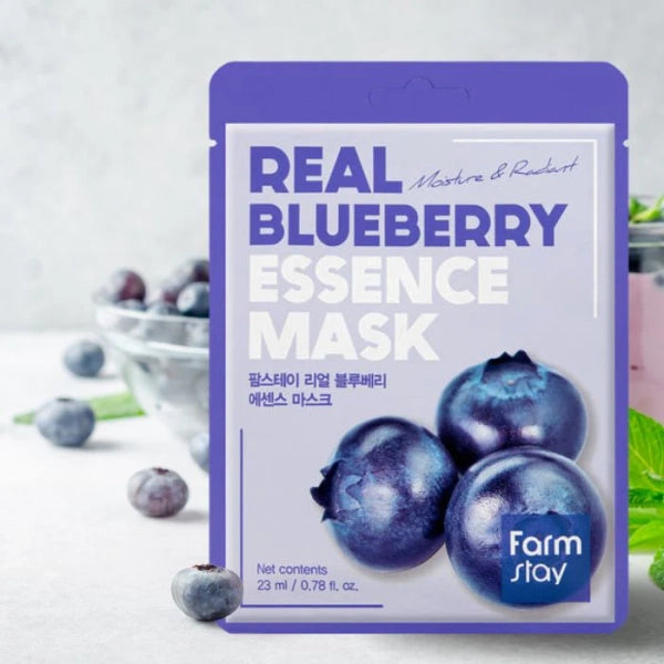 Farm Stay Real Blueberry Essence Sheets για Αντιγήρανση / Ενυδάτωση / Λάμψη